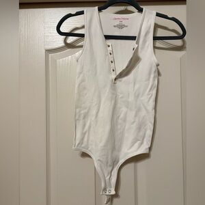 White Ribbed Bodysuit